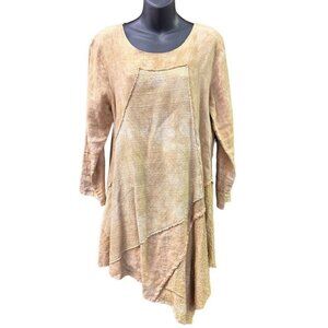 Steel Pony Art to Wear Boho long sleeve linen tunic blouse top SIZE S/M